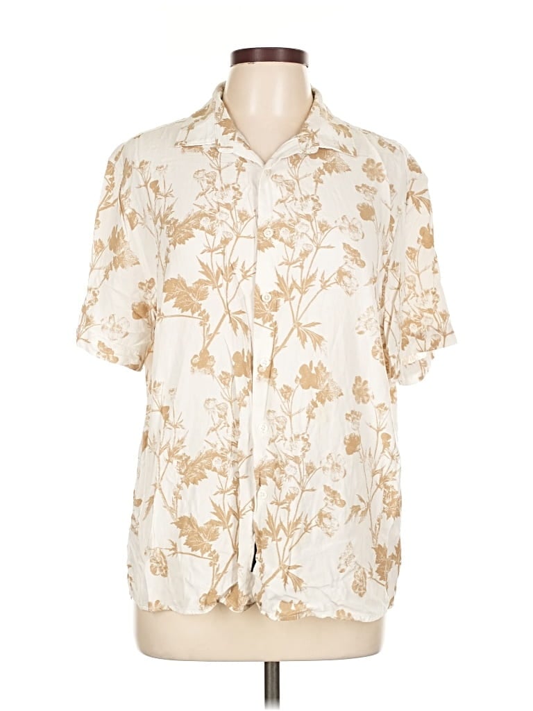 Pre-owned Perry Ellis Short Sleeve Button Down Shirt In White