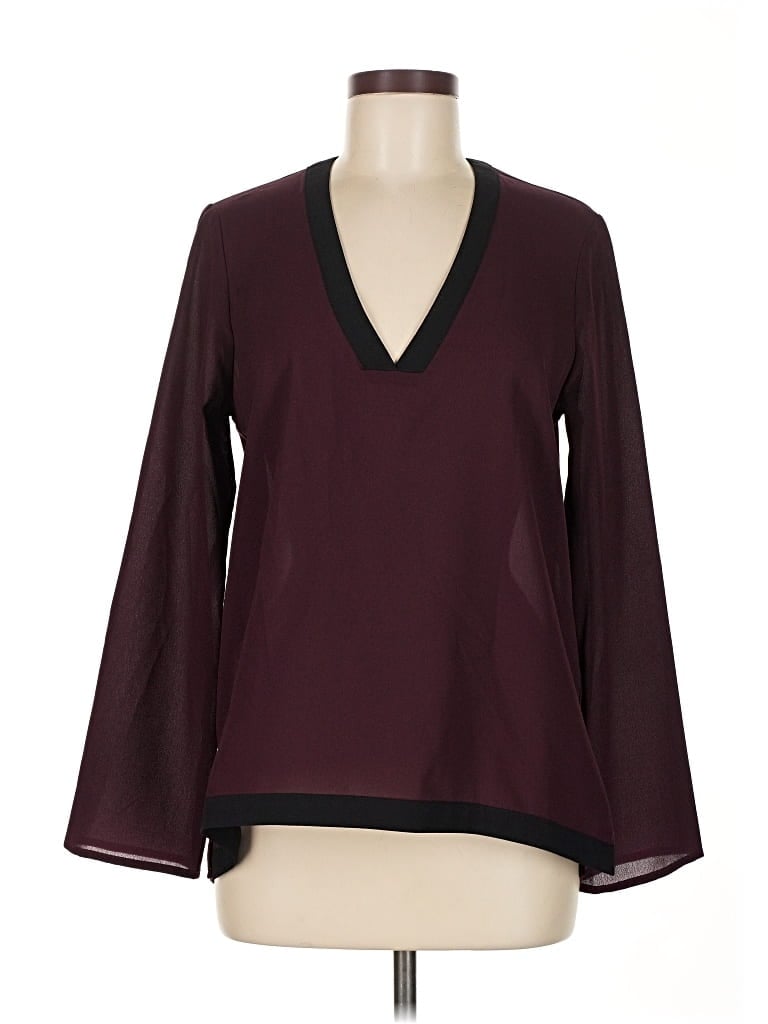 Pre-owned Black Tape_ Long Sleeve Blouse In Burgundy