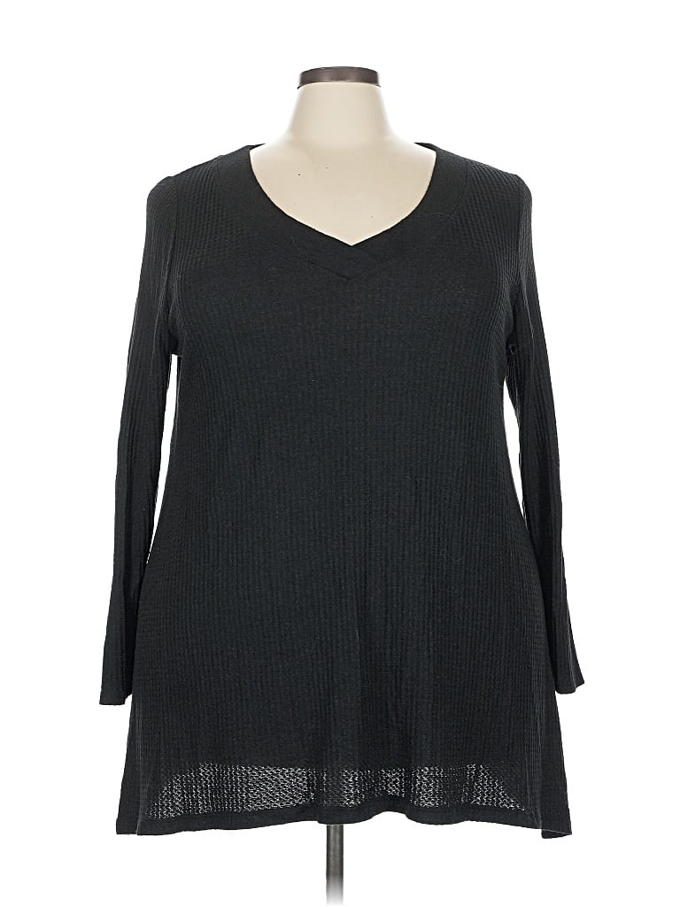 Pre-owned Lane Bryant 3/4 Sleeve T-shirt In Black