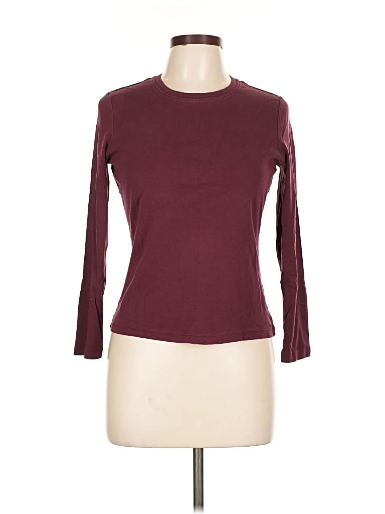 Pre-owned Caslon 3/4 Sleeve T-shirt In Burgundy
