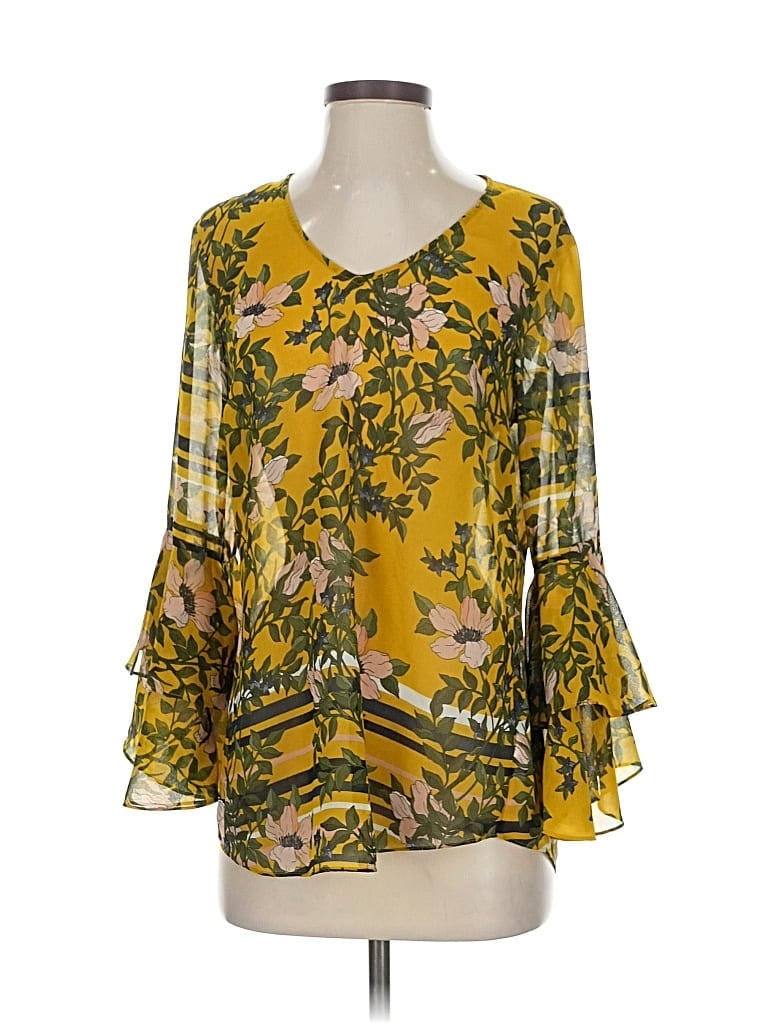 Pre-owned Cabi 3/4 Sleeve T-shirt In Yellow