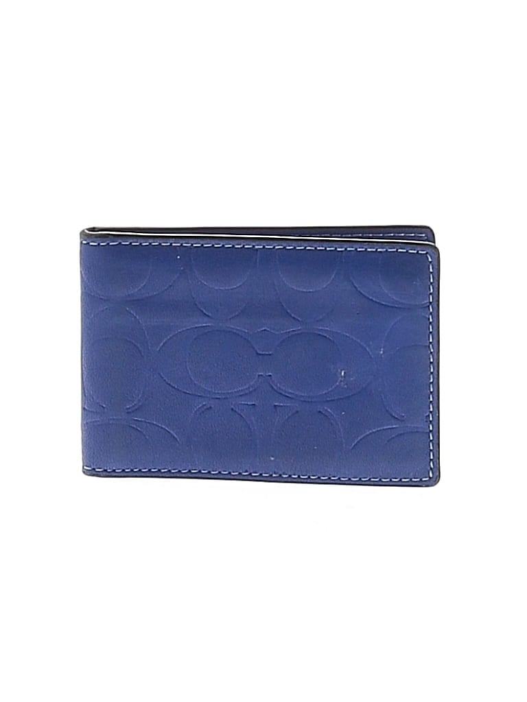 Pre-owned Coach Factory Card Holder In Blue