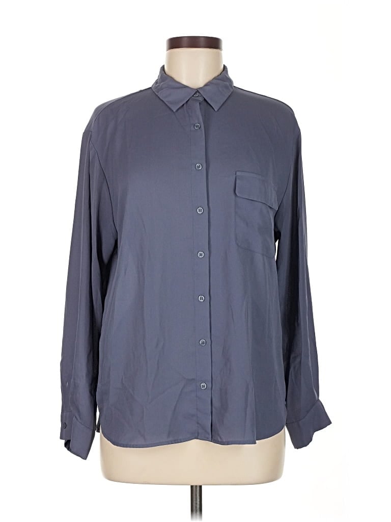 Pre-owned Pleione Long Sleeve Blouse In Gray