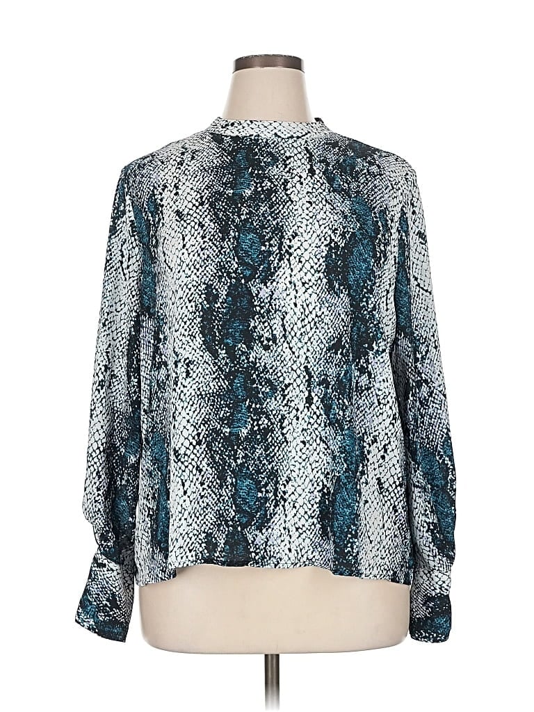 Pre-owned Worthington Long Sleeve Blouse In Silver