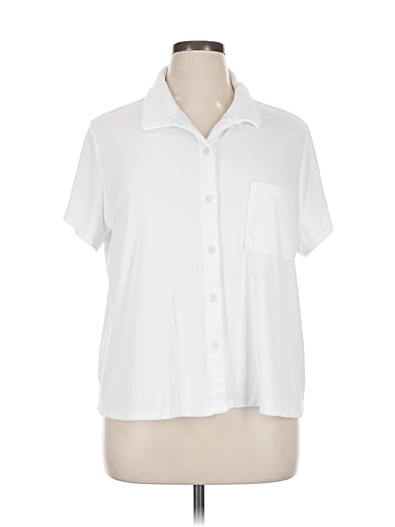 Time And Tru Short Sleeve Button Down Shirt In White
