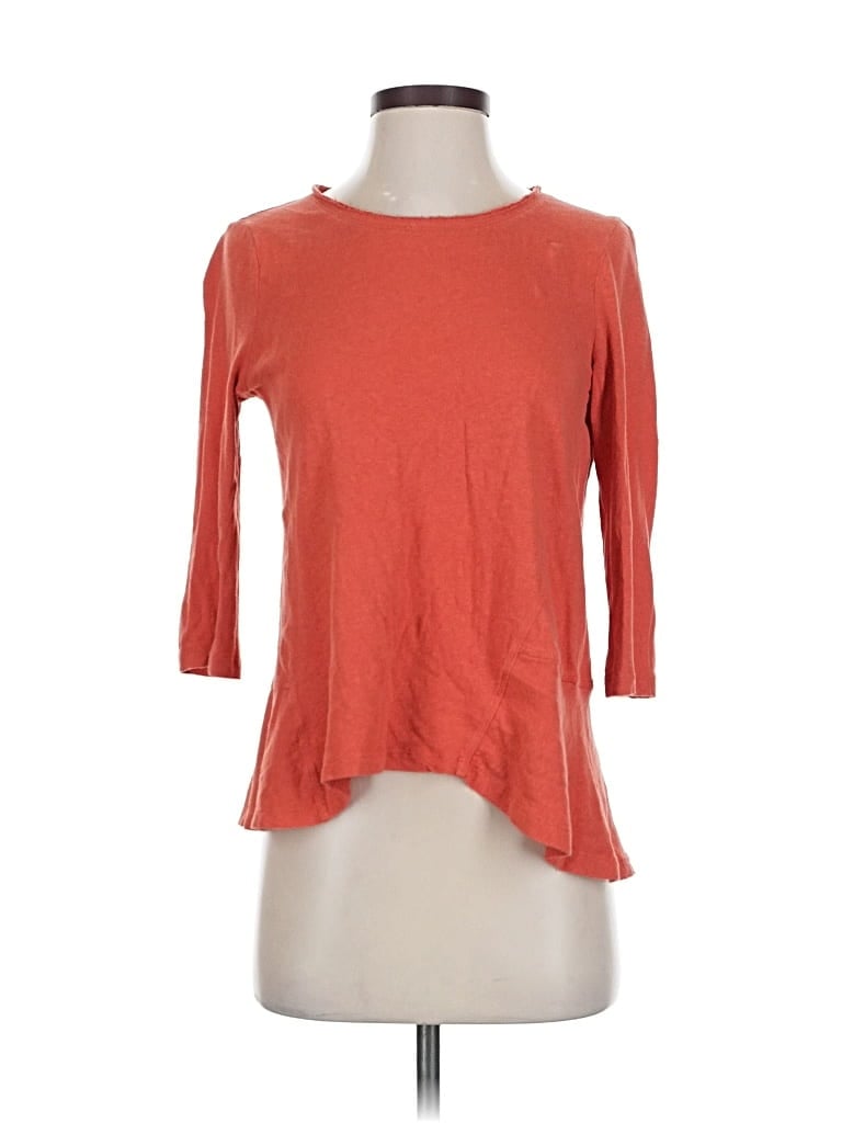 Pre-owned Maeve By Anthropologie 3/4 Sleeve Top Orange Boatneck Tops