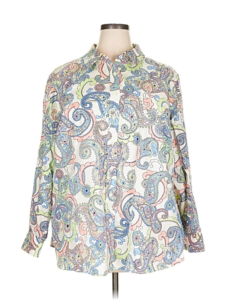 Pre-owned Talbots Long Sleeve Button Down Shirt In Blue