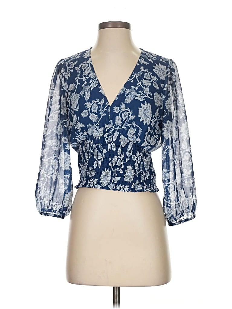 Pre-owned Aqua 3/4 Sleeve Blouse In Blue