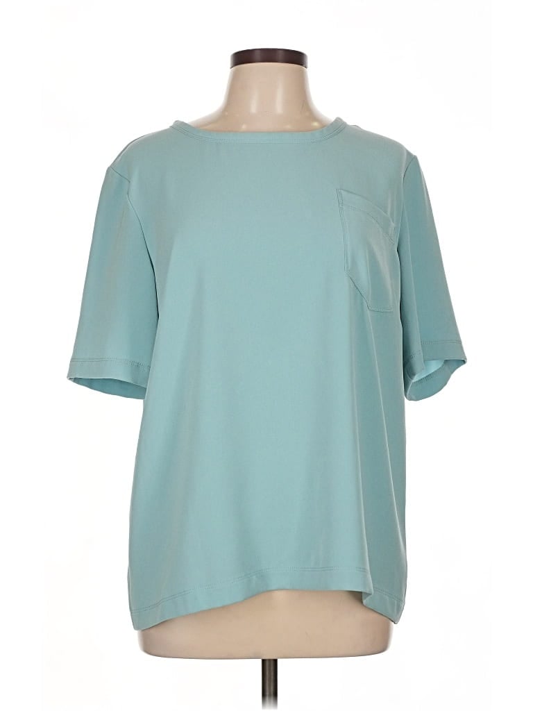 Pre-owned St John Short Sleeve Blouse In Blue