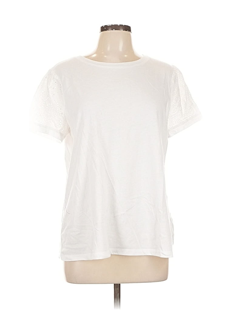 Pre-owned Liz Claiborne Short Sleeve T-shirt In White