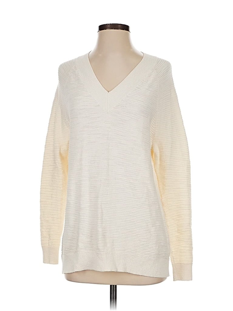 Pre-owned Ann Taylor Loft Pullover Sweater In White