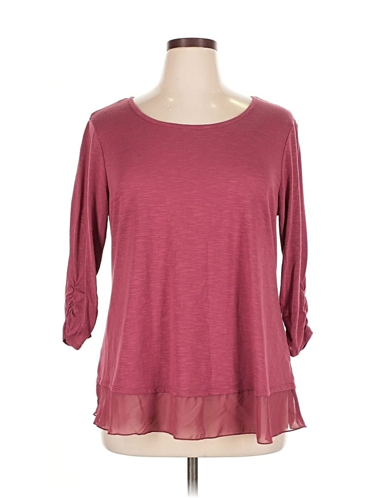 Pre-owned Style & Co 3/4 Sleeve Top Burgundy Scoop Neck Tops