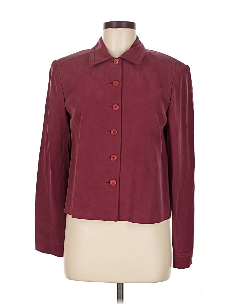 Pre-owned Due Per Due Silk Blazer Jacket In Burgundy