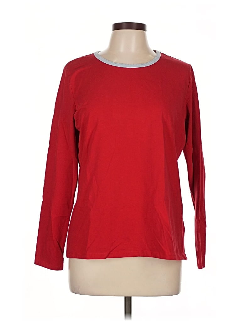 Pre-owned Lands' End 3/4 Sleeve T-shirt In Red
