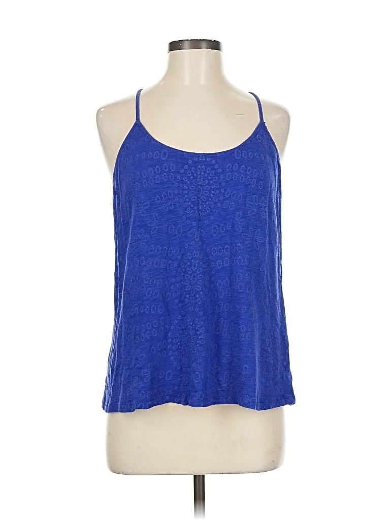 Pre-owned New York And Company Tank Top Blue Halter Neckline Tops