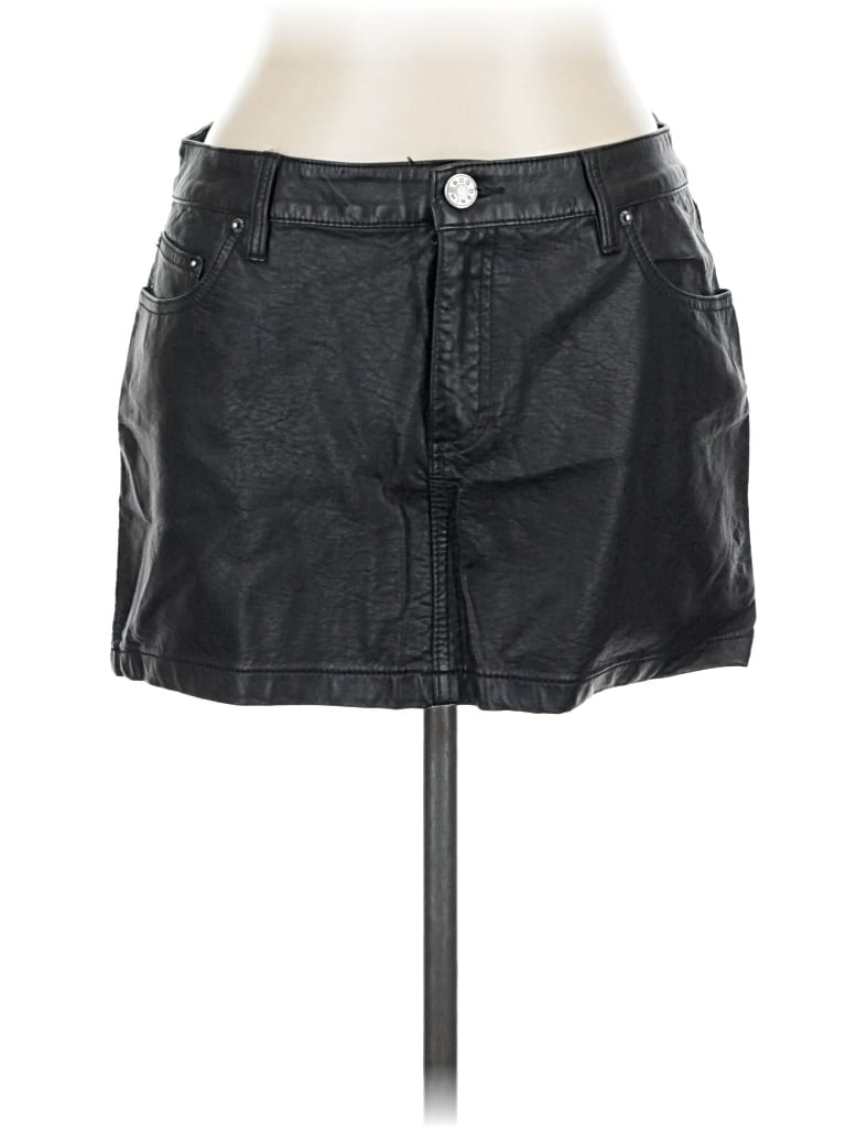 Pre-owned Bdg Faux Leather Skirt In Black
