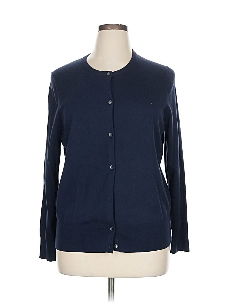 Pre-owned Lands' End Cardigan Sweater In Blue