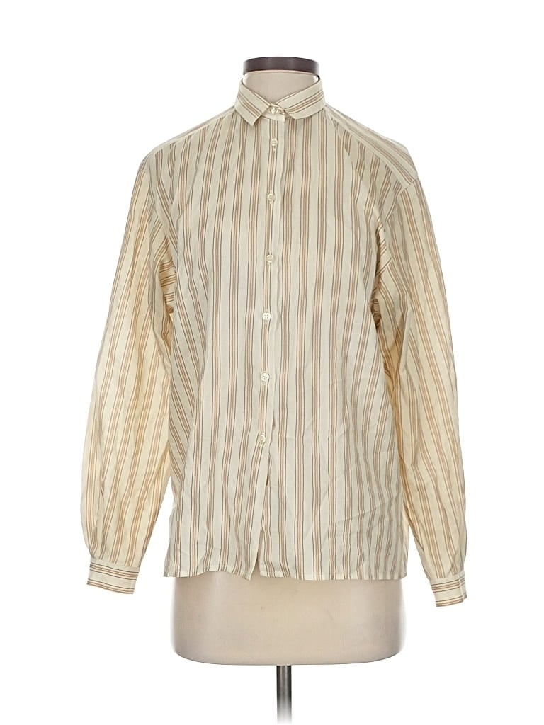 Pre-owned Jaeger Long Sleeve Button Down Shirt In Brown
