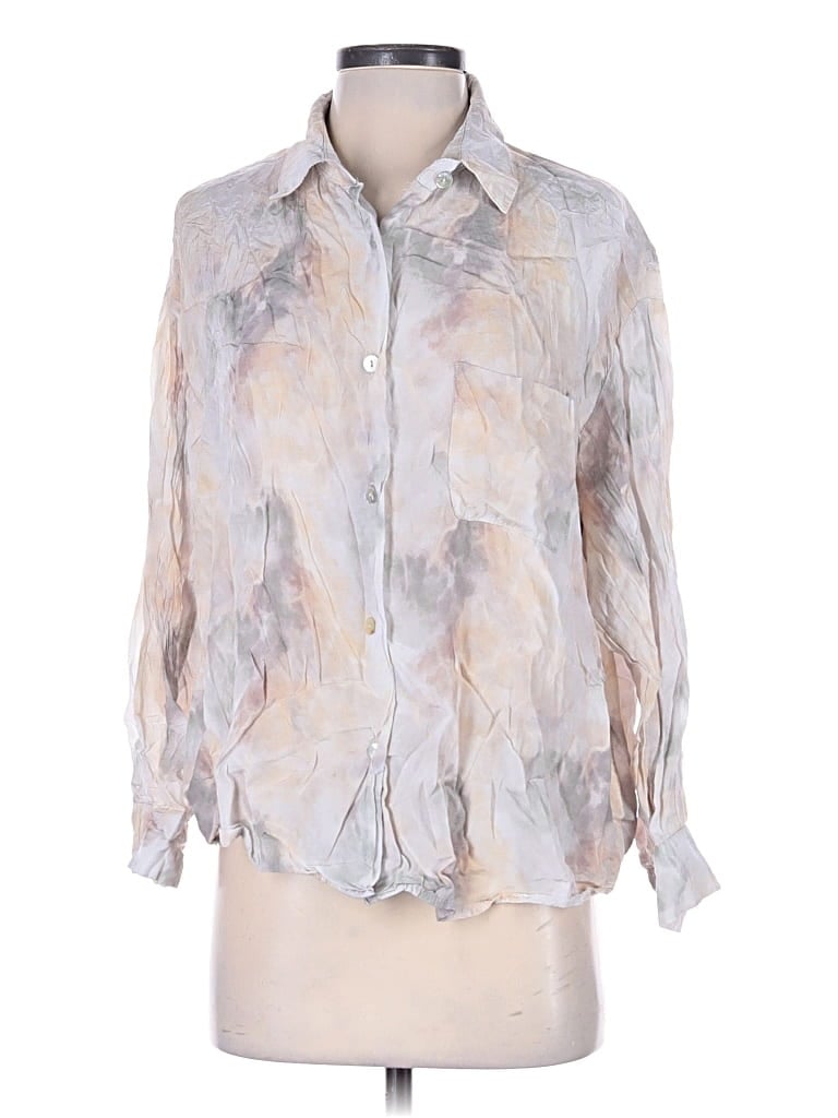 Pre-owned Grade & Gather 3/4 Sleeve Blouse In Silver