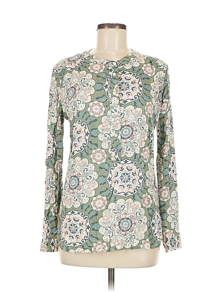 Pre-owned Ann Taylor Loft Outlet Long Sleeve Blouse In Green