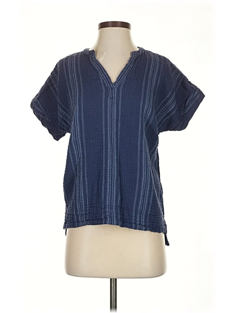 Pre-owned L.l.bean Short Sleeve Blouse In Blue