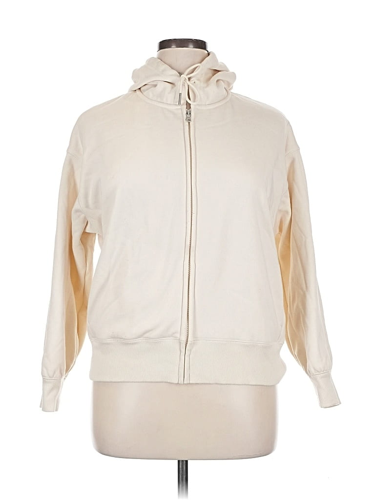 Pre-owned Uniqlo Zip Up Hoodie In White