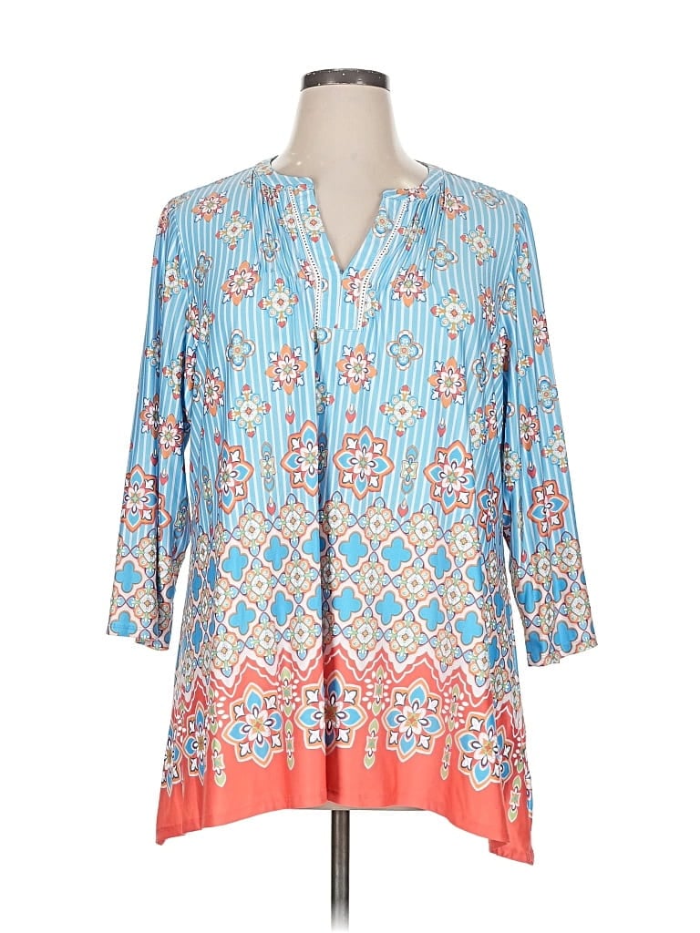 Pre-owned Ruby Rd. 3/4 Sleeve Blouse In Blue