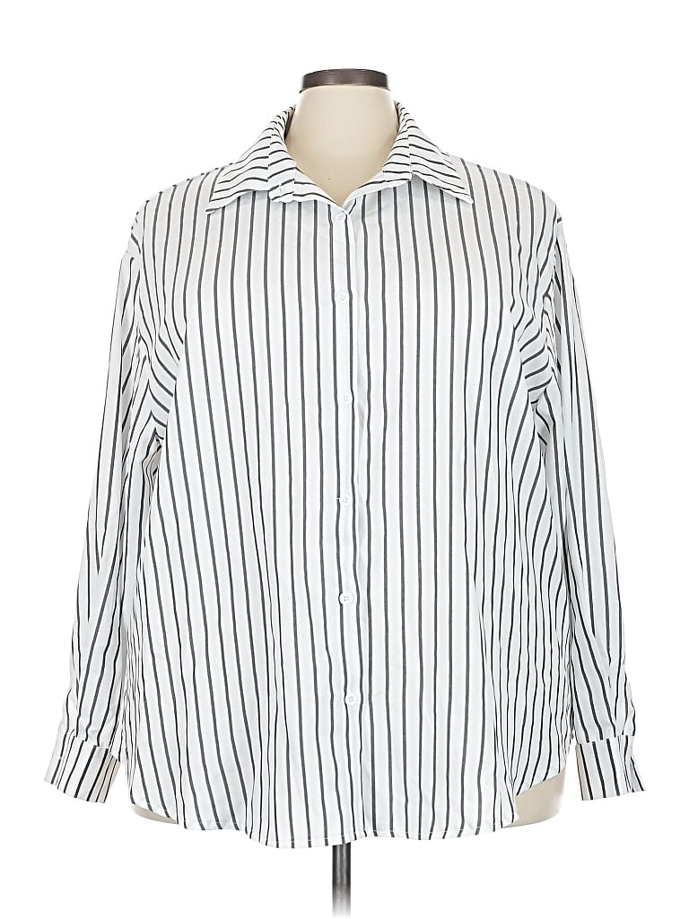 Pre-owned Shein Curve Long Sleeve Blouse In White