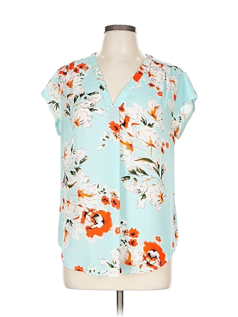 Pre-owned Fun2fun Short Sleeve Blouse In Blue