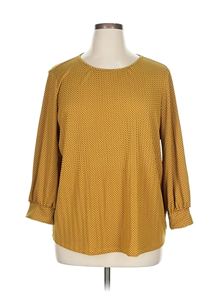 Pre-owned Adrianna Papell 3/4 Sleeve Blouse In Gold