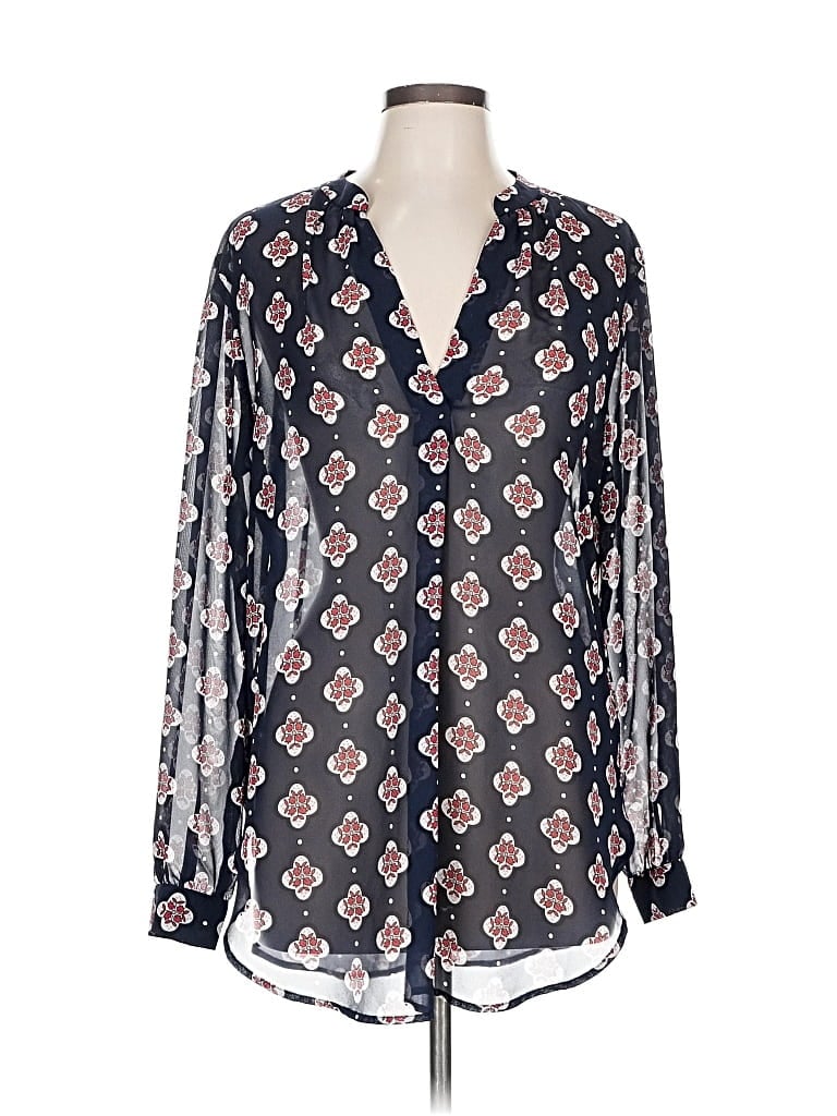 Pre-owned Ann Taylor Loft Outlet Long Sleeve Blouse In Blue