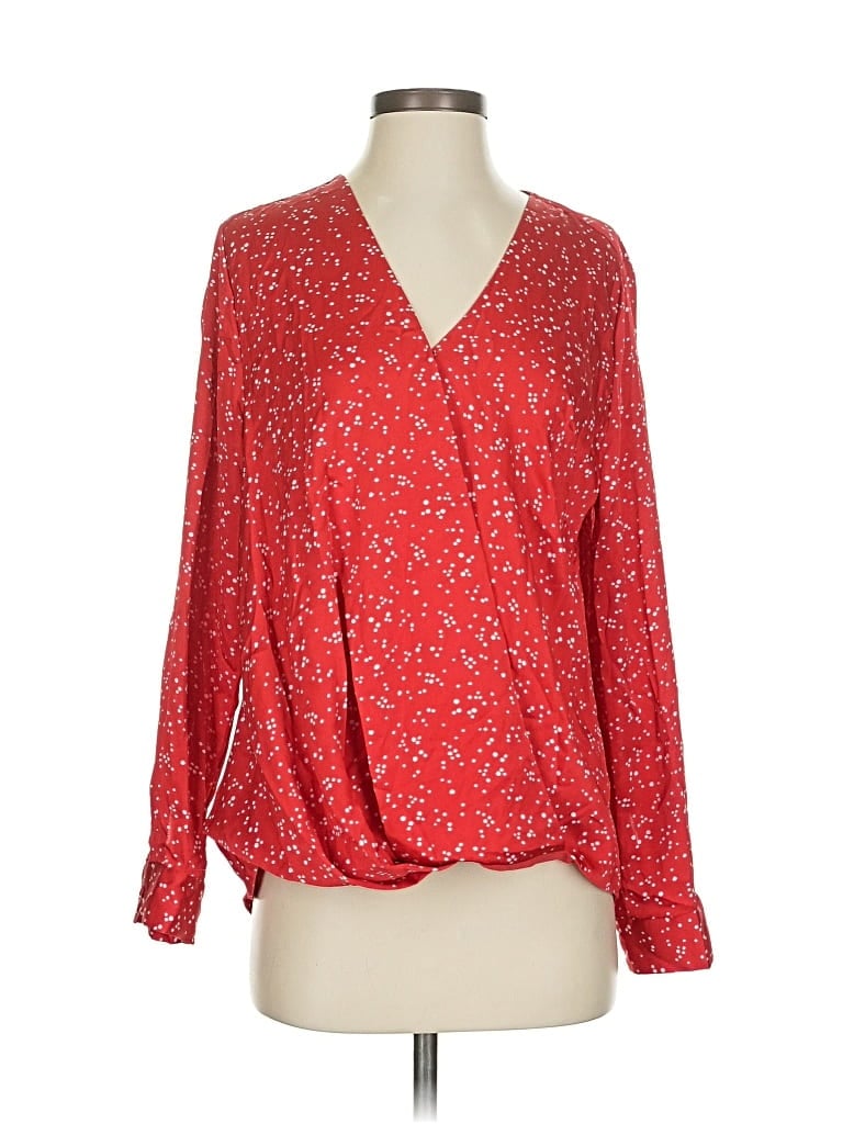 Pre-owned Vince Camuto Long Sleeve Blouse In Red