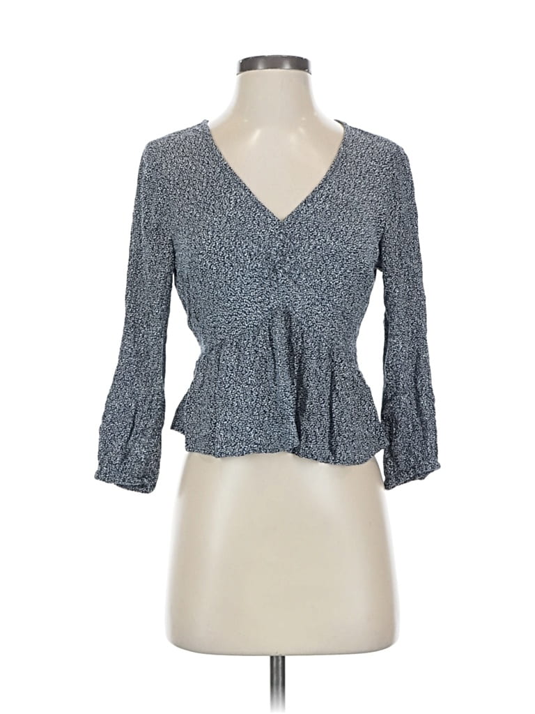 Pre-owned Hollister 3/4 Sleeve Blouse In Blue