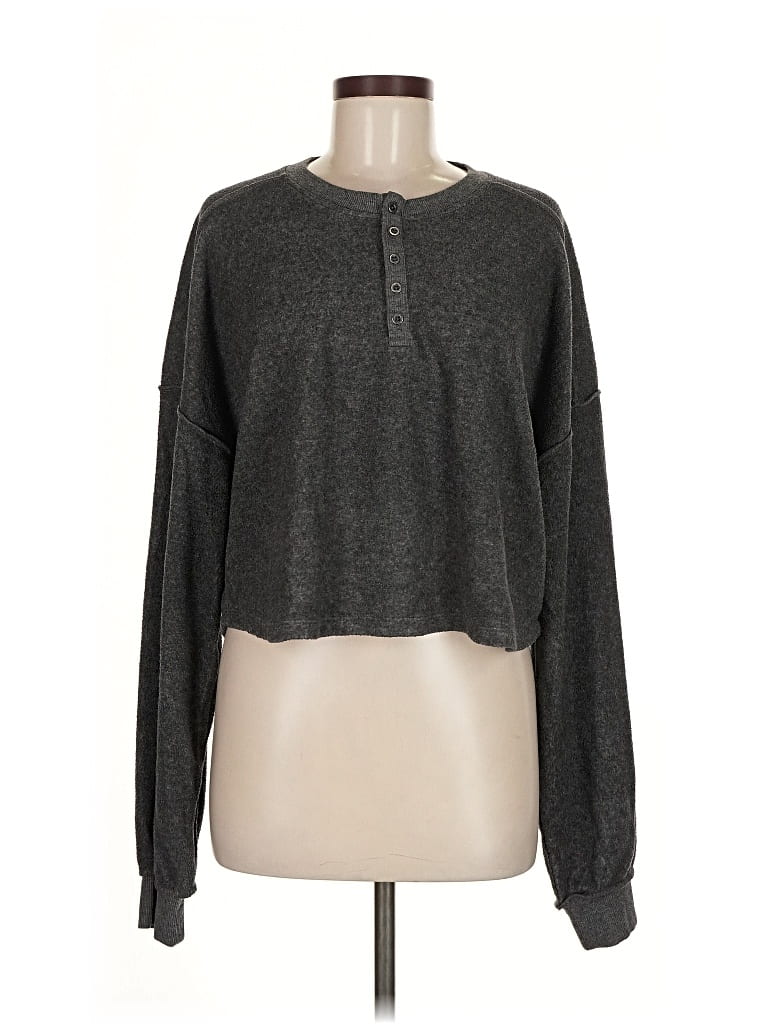 Pre-owned Talulah New York Long Sleeve Top Gray Crew Neck Tops