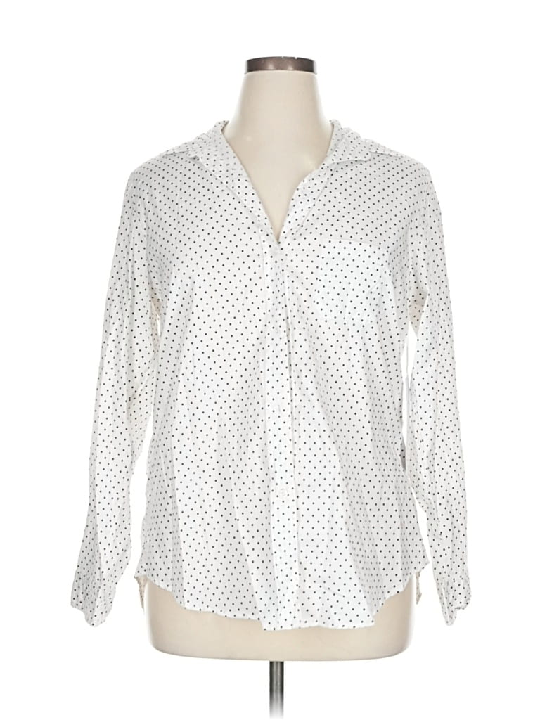 Pre-owned Grayson Long Sleeve Blouse In White