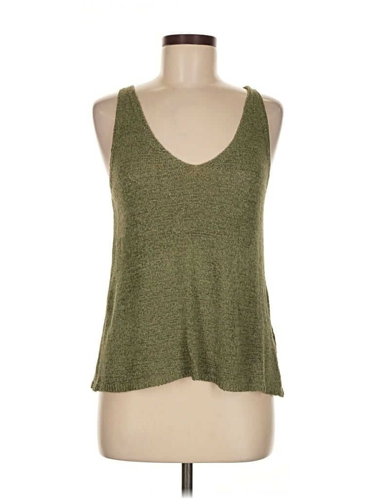Pre-owned Mine Tank Top Green Plunge Neckline Tops