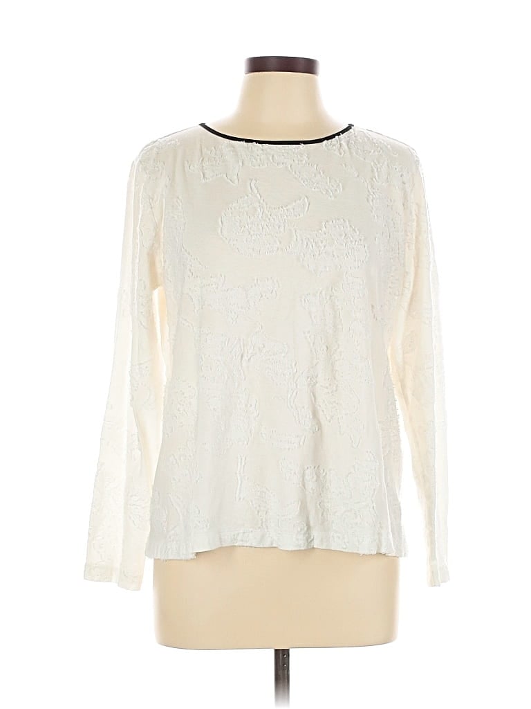 Pre-owned Ann Taylor Loft Long Sleeve T-shirt In White