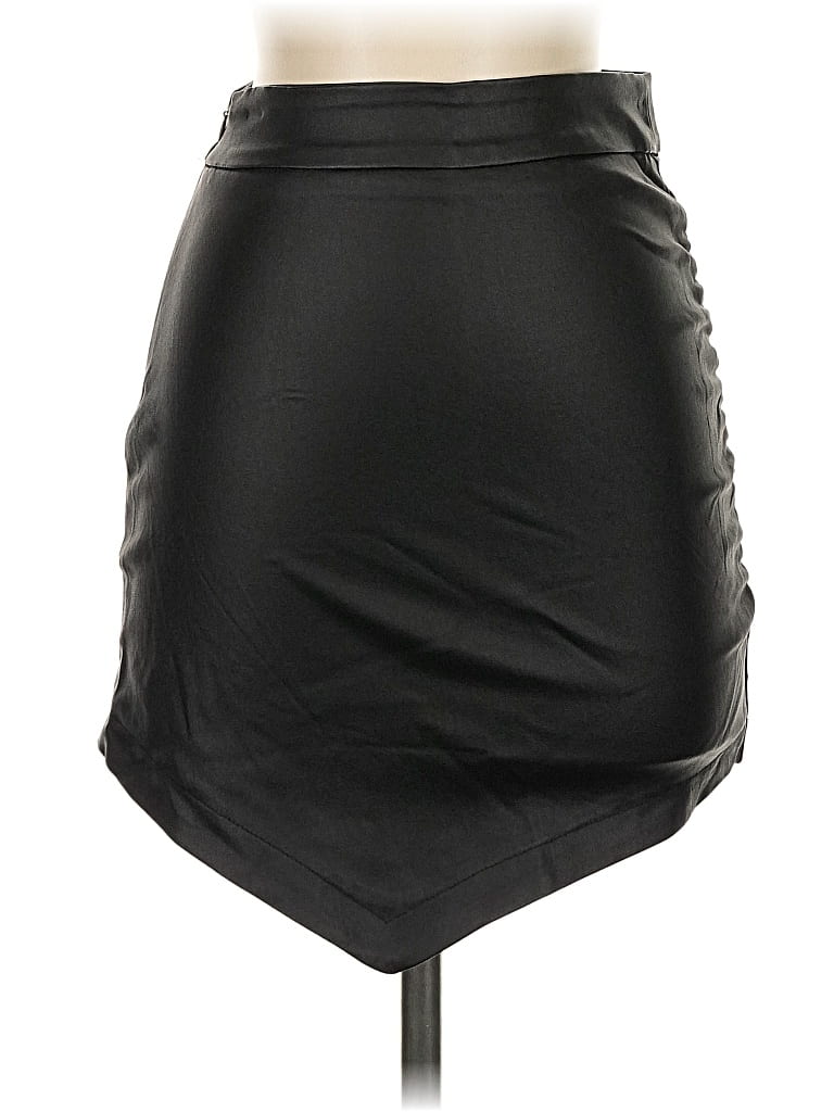 Pre-owned Unbranded Faux Leather Skirt In Black