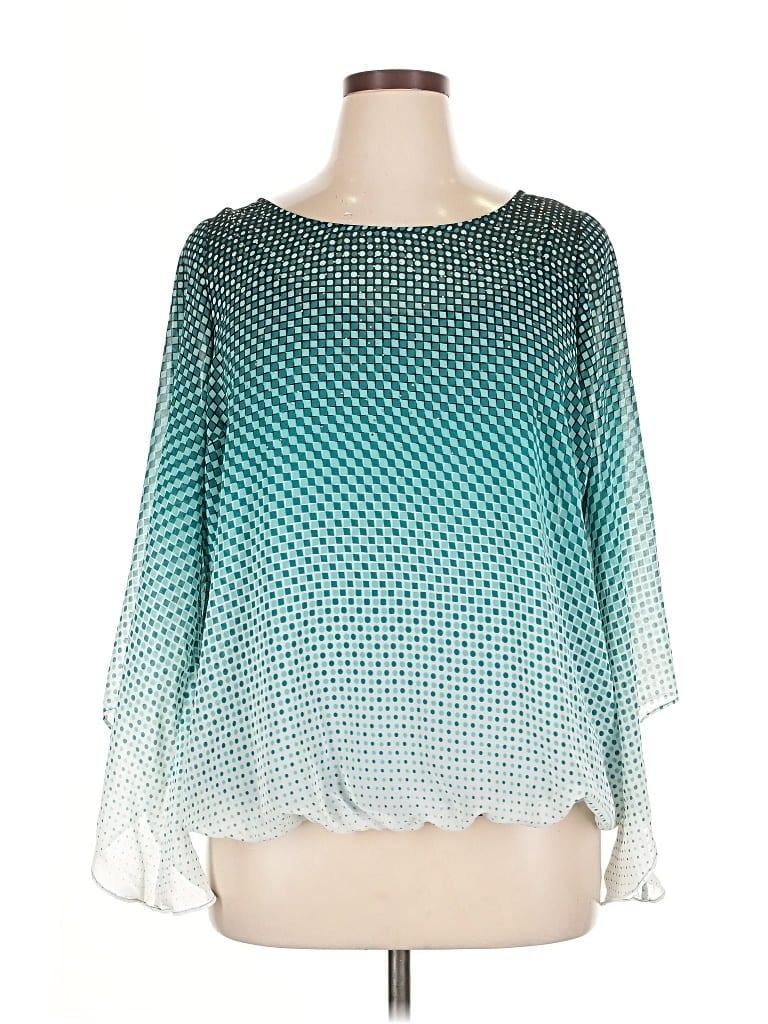 Pre-owned Alfani 3/4 Sleeve Blouse In Blue