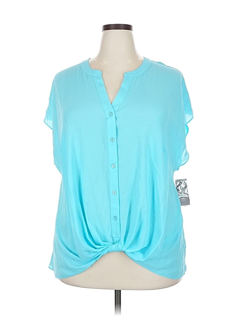 Inc International Concepts Short Sleeve Blouse In Blue