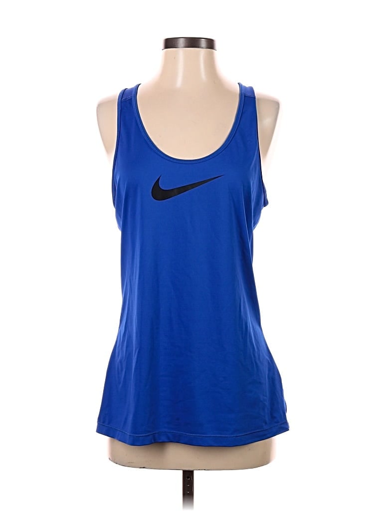 Pre-owned Nike Tank Top Blue Halter Neckline Tops