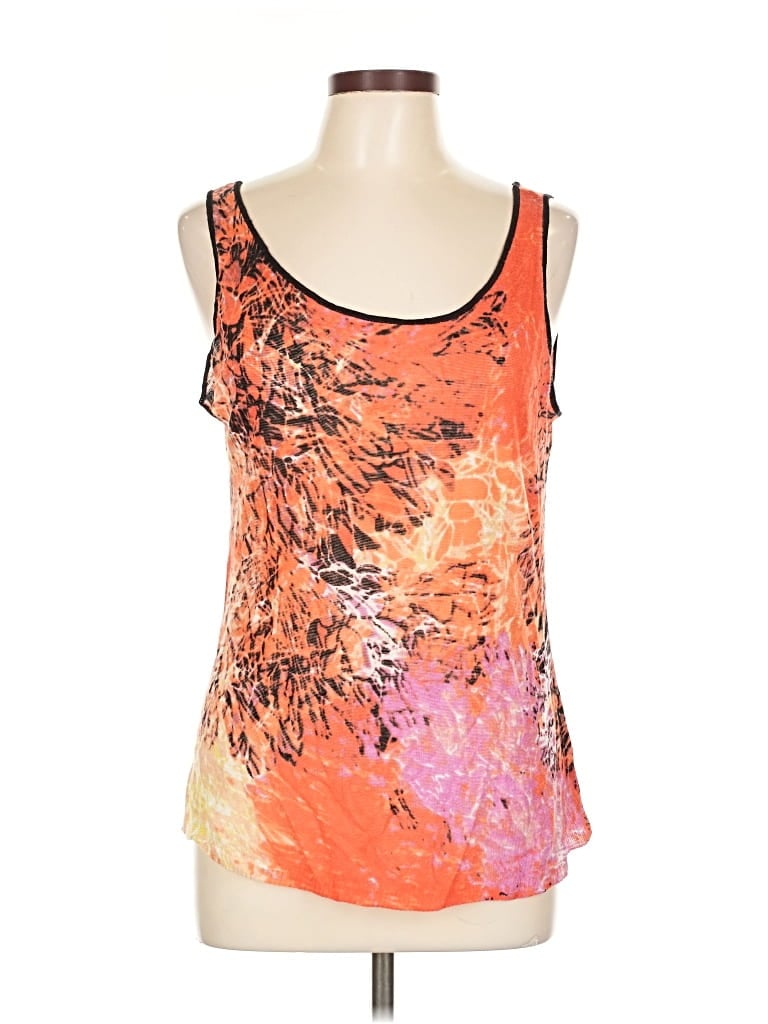 Pre-owned Nic + Zoe Tank Top Orange Strapless Neckline Tops