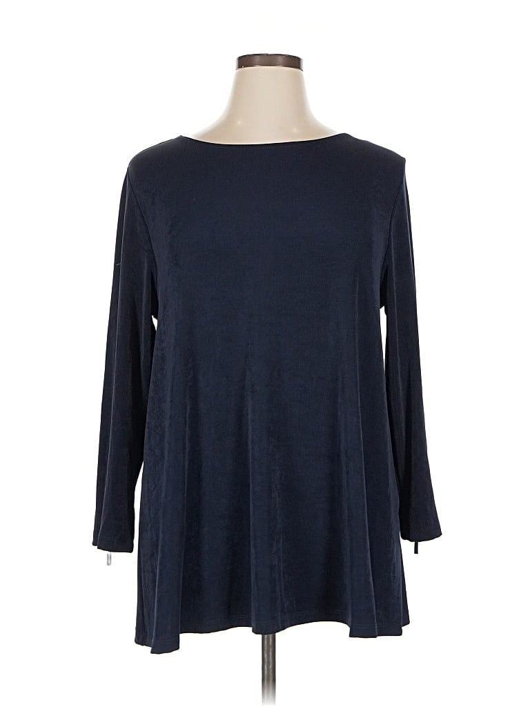 Zenergy By Chico's Long Sleeve Top Blue Boatneck Tops In Blue