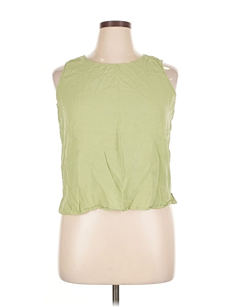 Pre-owned Coldwater Creek Sleeveless Silk Top Green Halter Neckline Tops