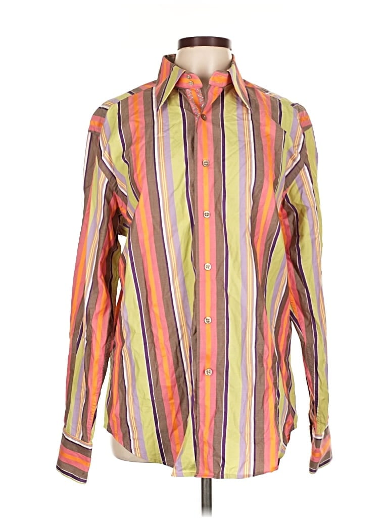 Pre-owned Unbranded Long Sleeve Button Down Shirt In Orange