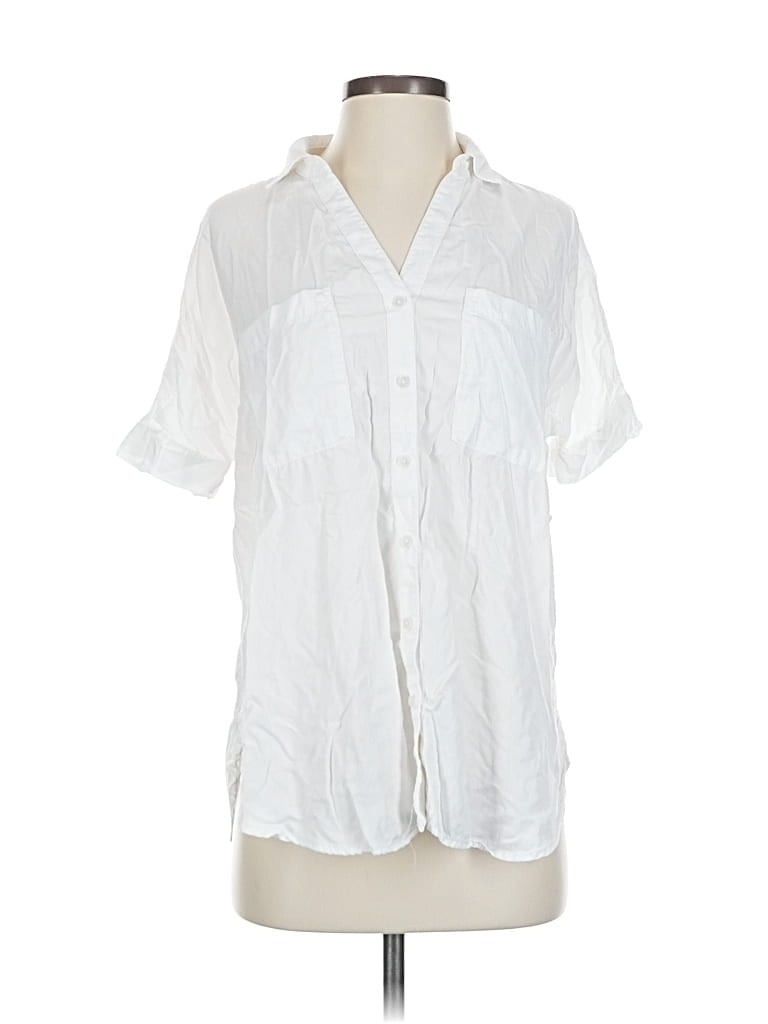 Pre-owned Lou & Grey Short Sleeve Blouse In White