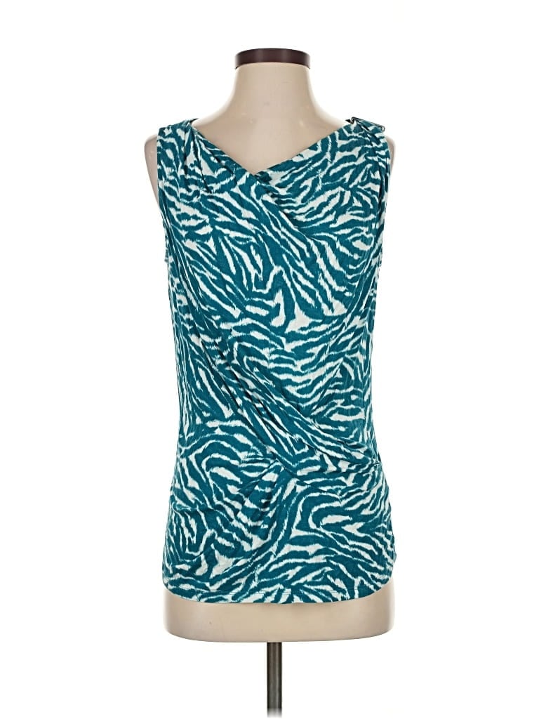 Pre-owned Michael Michael Kors Sleeveless Top Teal Scoop Neck Tops In Blue