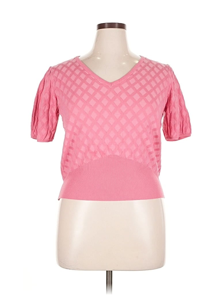 Pre-owned Ember Short Sleeve Top Pink Sweetheart Neckline Tops