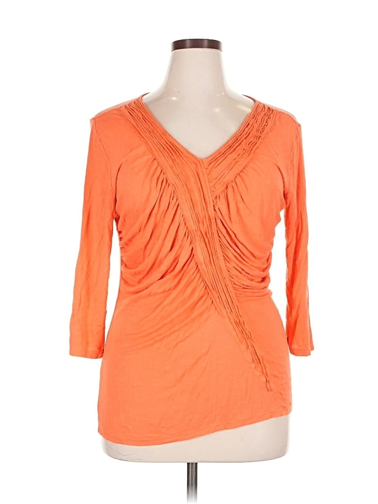 Pre-owned Tribal 3/4 Sleeve Top Orange Sweetheart Neckline Tops