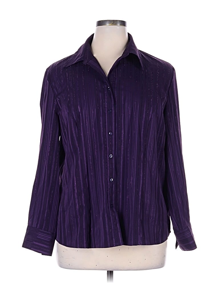 Pre-owned Croft & Barrow Long Sleeve Blouse In Purple